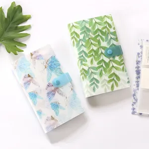 Cute accordion photo album card holder with snap, butterfly leaf design for cards.