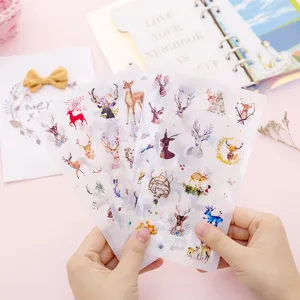 Transparent waterproof deer stickers for journaling, DIY scrapbooking and notebook decoration.