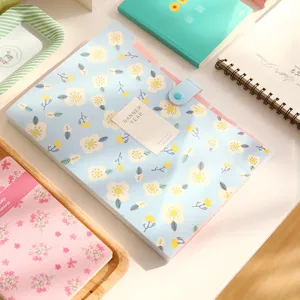 A4 Expandable Plastic Folder Floral Document Organizer Filing Bag Cute Fresh Style File Folder For Office School