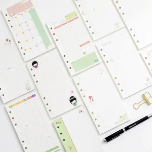 A6 6-Hole Loose Leaf Planner Refill Woodfree Paper Cartoon Inner Pages Daily Monthly Schedule Notebook Filler