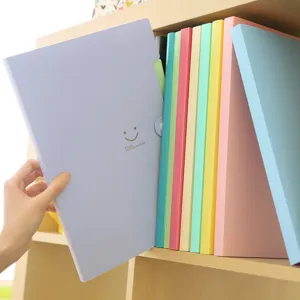 Plastic A4 expanding accordion file folder organizer with smiley face design for school office use.