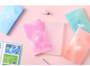 Pastel gradient unicorn card holder photo album, cute translucent card organizer for 120 slots.