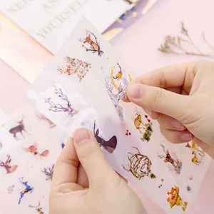 Watercolor deer stickers PVC self-adhesive decorative decals for journaling and scrapbooking.