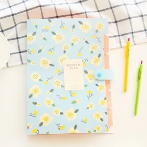 Cute floral accordion folder with 8 tabs, portable file organizer for documents and test papers.
