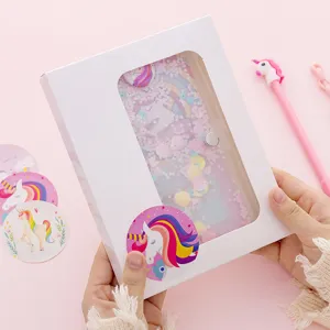 Ins cute unicorn loose-leaf journal notebook gift box set for girls and students diary.