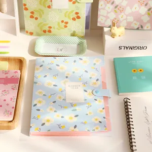 Cute floral accordion folder 6-pocket PP document organizer for school and office use