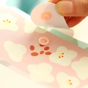 Korean style floral file folder PP document organizer snap button test paper storage bag
