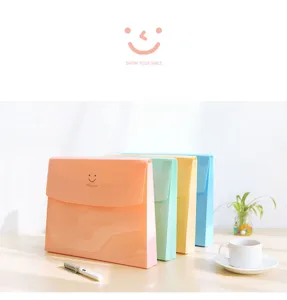 Candy color accordion document bag, multi-layer portable stationery folder for office storage.