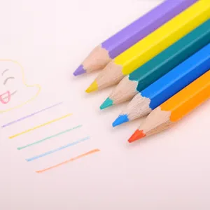 Wooden colored pencils set for drawing and sketching, bright multi-color main view.