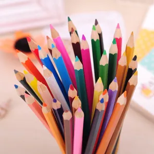 Wooden colored pencils set, multi-color drawing art pencils for sketching and graffiti creation.