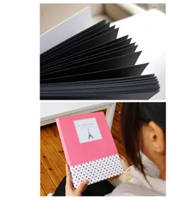 DIY photo album handmade memory book with black inner pages and cute pink cover design