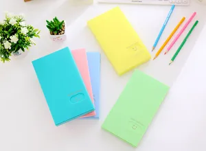 Macaron color PP business card holder with large capacity name card case organizer