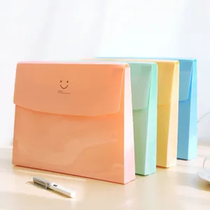 Pastel plastic accordion file folder set, cute candy color document organizer for office.