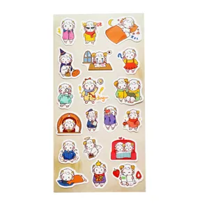 Cute cartoon sheep stickers set, decorative waterproof PVC stickers for diary and phone.