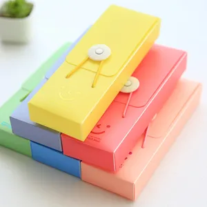 Minimalist Plastic Frosted Pencil Case Cute Smile Pattern Candy Color Student Stationery Storage Box Office Supplies