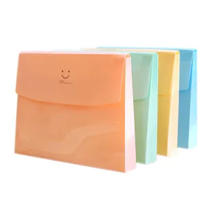 Candy color plastic accordion file folder portable document organizer cute stationery storage bag