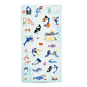 Cute cartoon shark sticker sheet waterproof adhesive decal for journal phone laptop decor