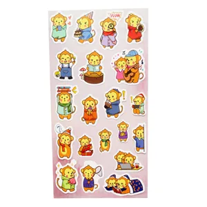 Cute cartoon monkey stickers for journaling and phone decoration, waterproof adhesive decals.