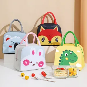 Cute cartoon insulated lunch bag portable bento bag for students and daily office workers.