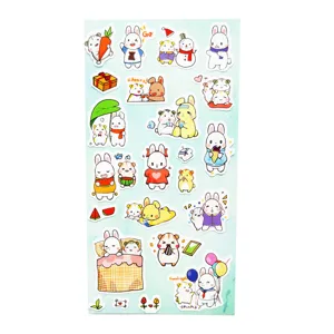 Cute animal cartoon stickers, rabbit & hamster designs for journal, diary & phone deco.