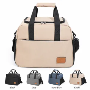 Large capacity insulated lunch bag, portable waterproof thermal cooler tote for picnic and work.