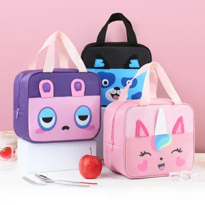 Cute Cartoon Insulated Lunch Bag Waterproof Oxford Cloth Portable Thermal Food Picnic Box For Students Office Workers