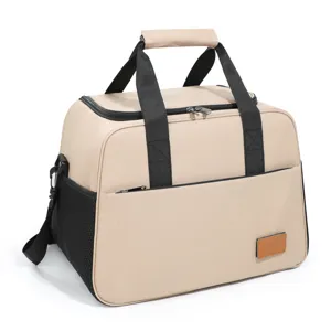 Large capacity portable insulated lunch bag for outdoor picnic, bento box carrier with handles.