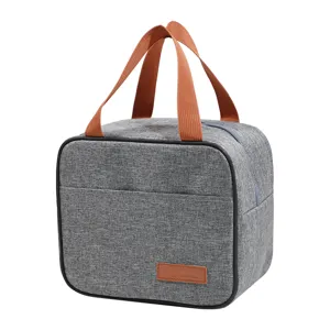 Portable insulated lunch bag made of waterproof oxford cloth with handles for work or school.