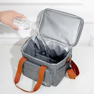Waterproof Insulated Lunch Bag Large Capacity Thermal Cooler Bag with Orange Straps
