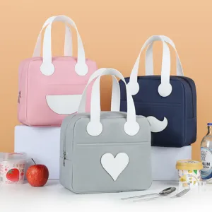 Korean style simple lunch bag large capacity insulated bento box tote bag for students
