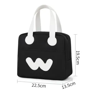 Korean minimalist style bento lunch bag, large capacity canvas handbag for students.