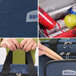 Double-layer insulated lunch bag waterproof cooler tote for picnic and food storage.