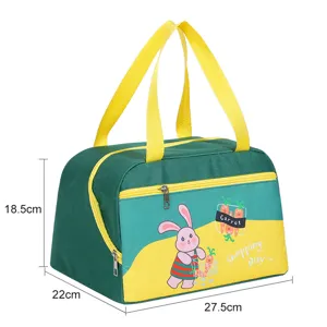 Japanese cartoon lunch bag for office and school, insulated portable bento handbag for picnic.