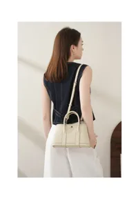 Genuine leather women handbag elegant top handle tote bag retro fashion shoulder bag