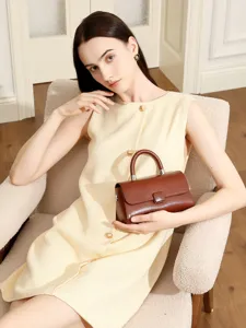 Luxury genuine leather handbag for women, chic small crossbody shoulder bag daily.