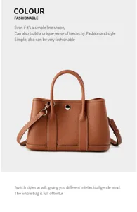 Genuine leather garden tote bag, retro brown shoulder handbag for women, stylish daily wear.