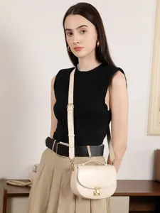 Stylish leather saddle bag for women, trendy half-moon crossbody handbag, versatile chic purse.