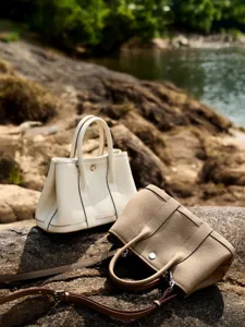 Top layer cowhide leather garden handbag, casual retro tote bag for women, stylish shoulder bag.