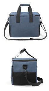 Large capacity insulated cooler bag with aluminum foil lining for outdoor picnic food storage.
