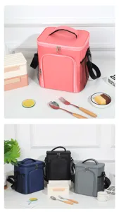 Double layer insulated lunch bag portable crossbody thermal cooler bag for outdoor office.