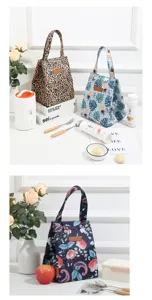 Insulated lunch bag thickened aluminum foil bento bag portable canvas thermal food bag for work