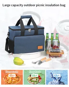 Large capacity outdoor picnic insulation bag, thickened aluminum foil portable thermal storage bag.