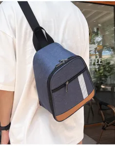 Insulated lunch cooler backpack detail view, portable single shoulder cycling bento bag.