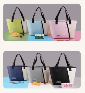 Insulated lunch bag portable thermal bento cooler tote bag for office work outdoor picnic use.