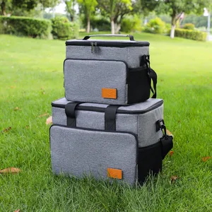 Large capacity grey insulated cooler bag set for outdoor picnic, camping and daily lunch use.