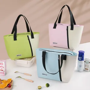 Multicolor Insulated Lunch Bag Portable Large Capacity Thermal Picnic Bag Waterproof Oxford Cloth Food Storage Tote Bag