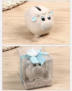 Creative ceramic piggy bank wedding cute little pig gift box detail view for party favor