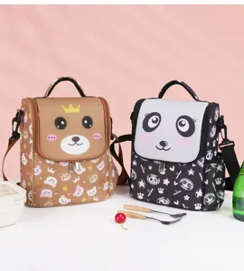 Portable insulated lunch bag for office workers and students, vertical style cooler bag.