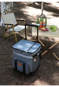 Sac glacière à roulettes pour camping et pique-nique en plein air, grande capacité.