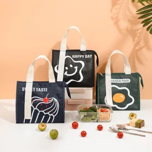 Insulated lunch bag portable thermal tote cute print large capacity food storage for work school